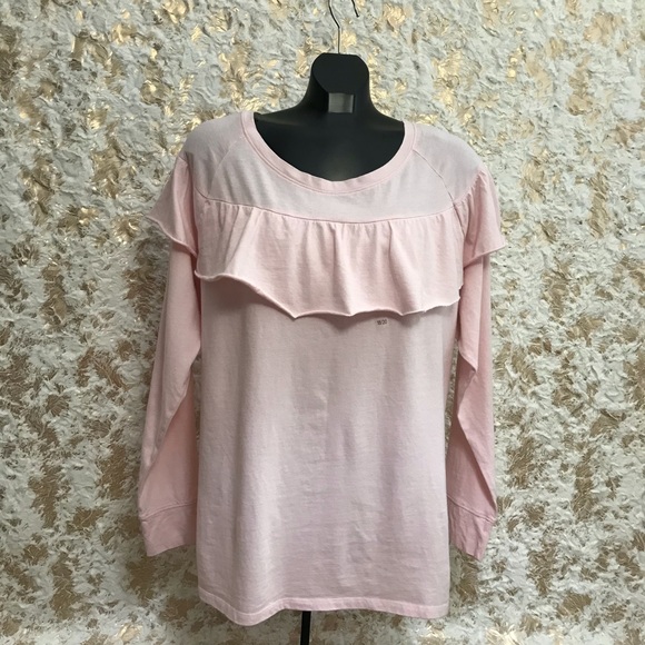 Pink Ruffle-Yoke Long Sleeve Tee-Size 18/20 - Picture 4 of 9